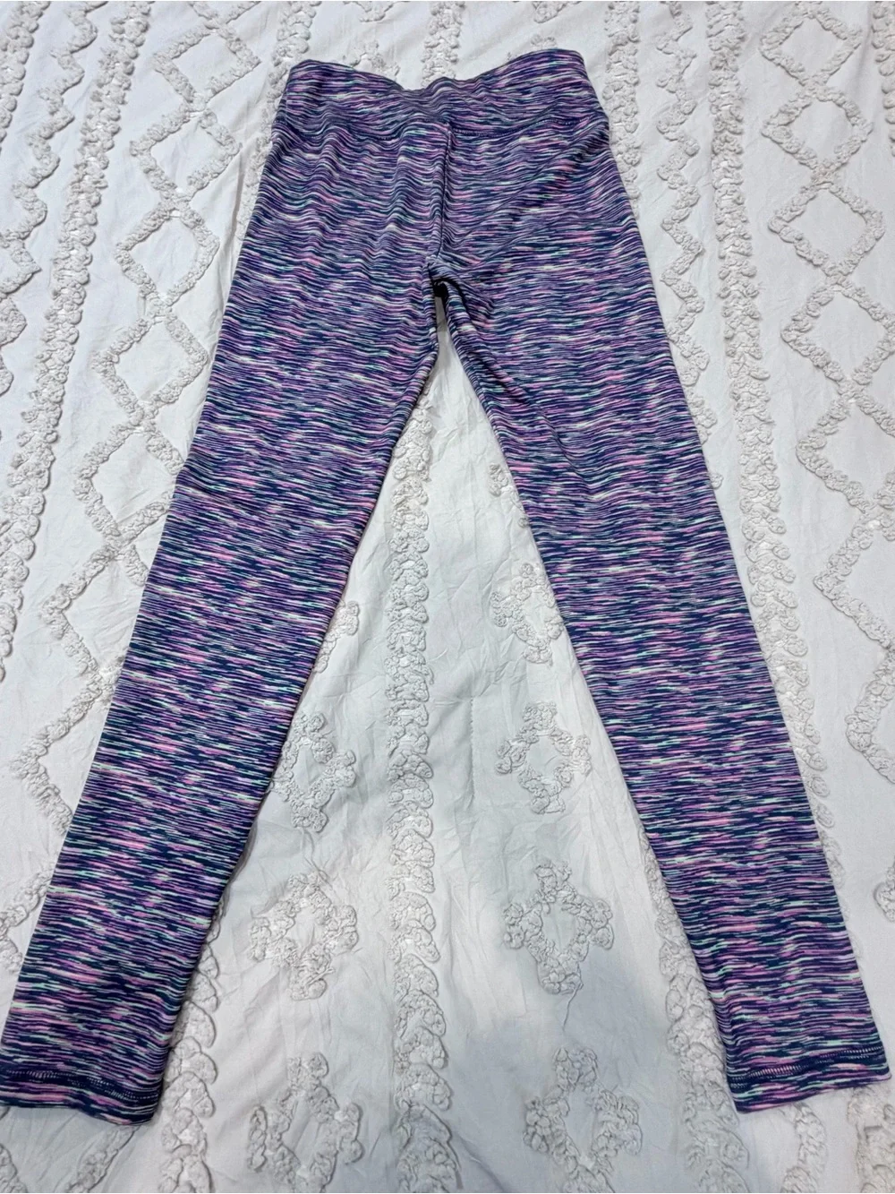Justice Purple Space-Dye Leggings with Pink & Blue Streaks